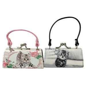 Mini Purse Lipstick Purse Cat Design Kiss Lock Closure